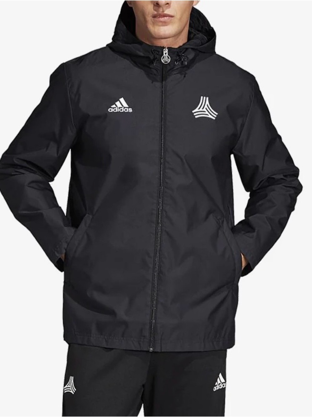 ADIDAS Black Tango Hooded Windbreaker - Men’s XL - NWOT